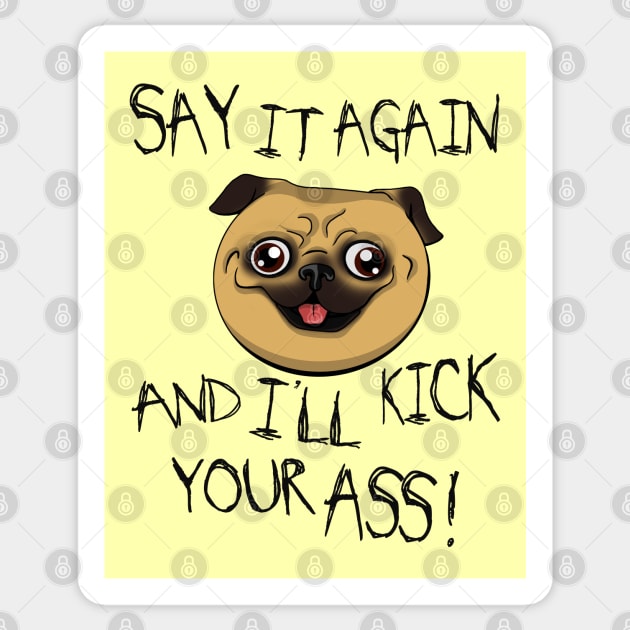 Crazy pug Sticker by Simmerika